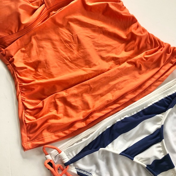 Splendid Orange and Stripe Two Piece Tank Bikini Swimsuit Small - Picture 2 of 6